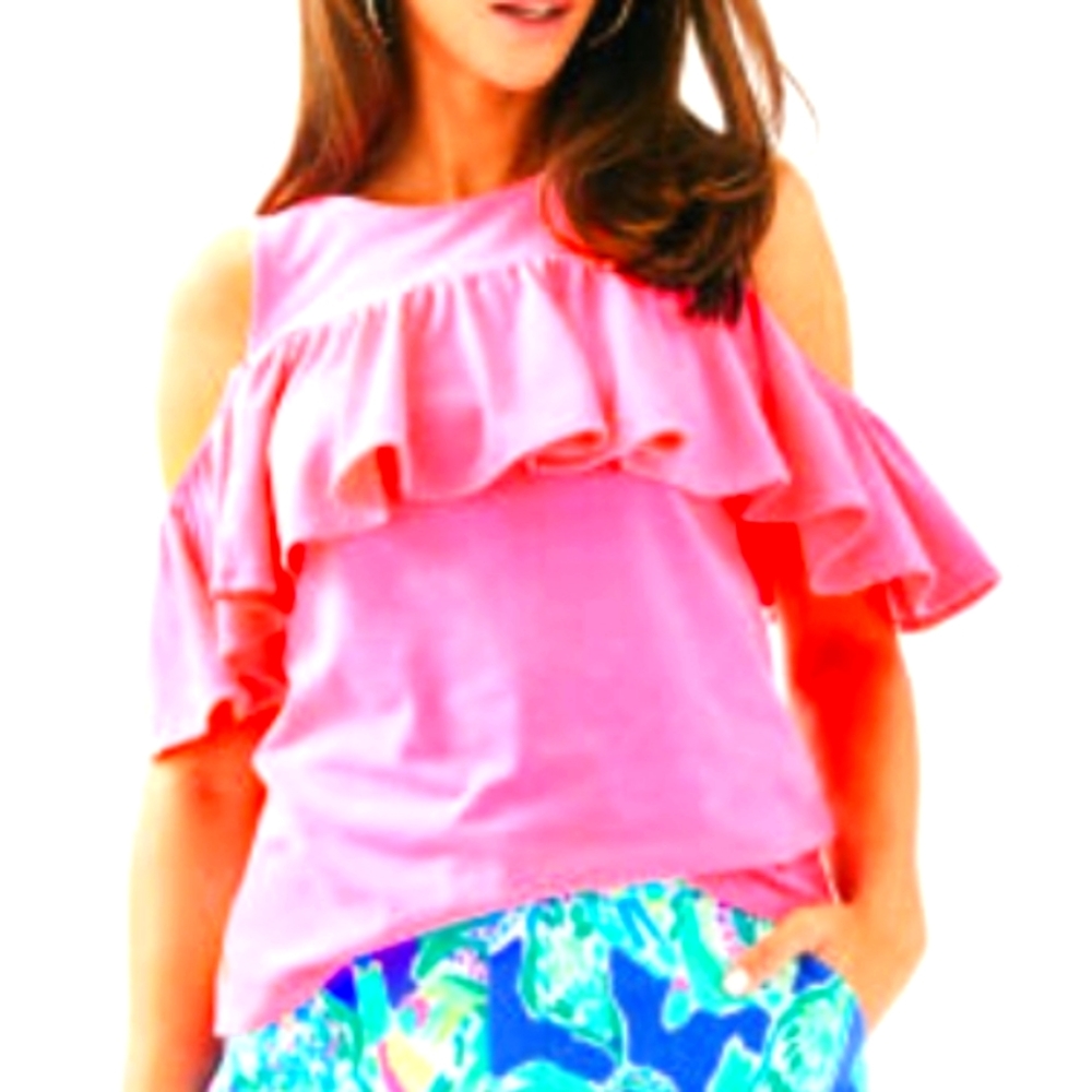 Lilly Pulitzer Lyra Cold Shoulder Top Sunset Pink